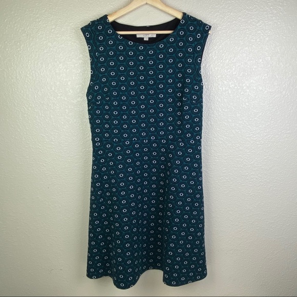 LOFT Dresses & Skirts - Loft Dress Sz 12 Green Print Knit